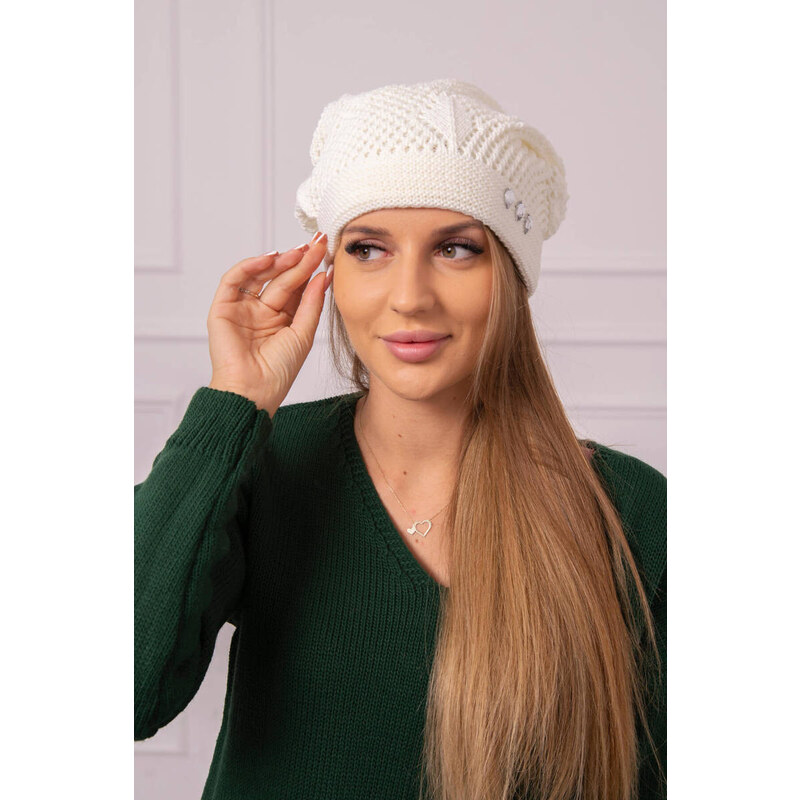 K-Fashion Dámska čiapka Maryna K407 ecru 44561807