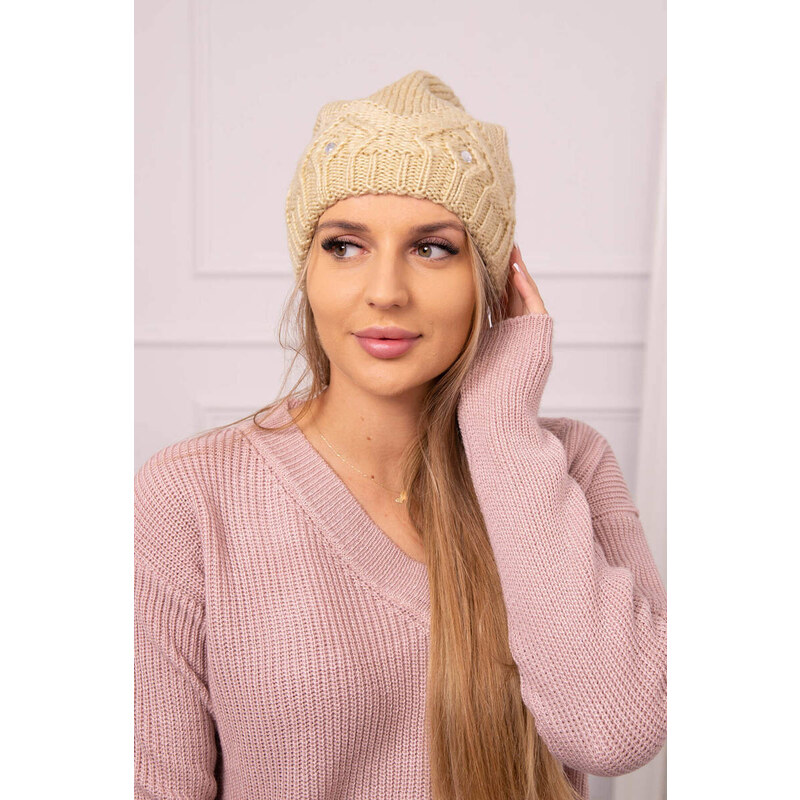 K-Fashion Dámska čiapka Ramona K383 béžová 44561788