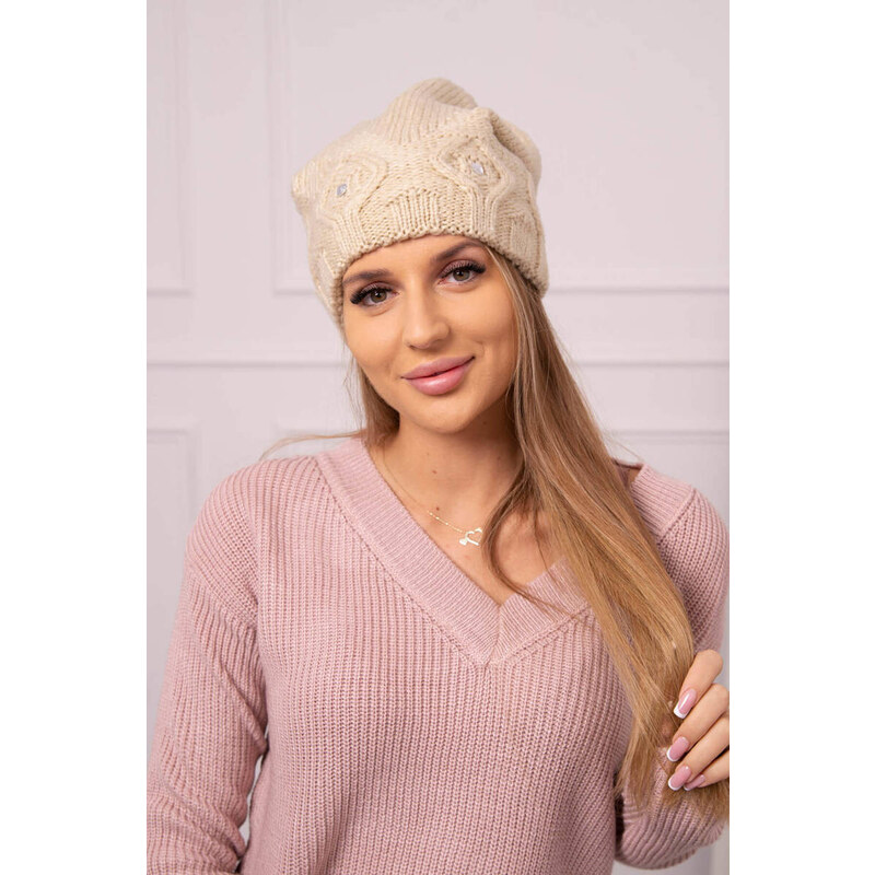 K-Fashion Dámska čiapka Ramona K383 svetlo béžová 44561794