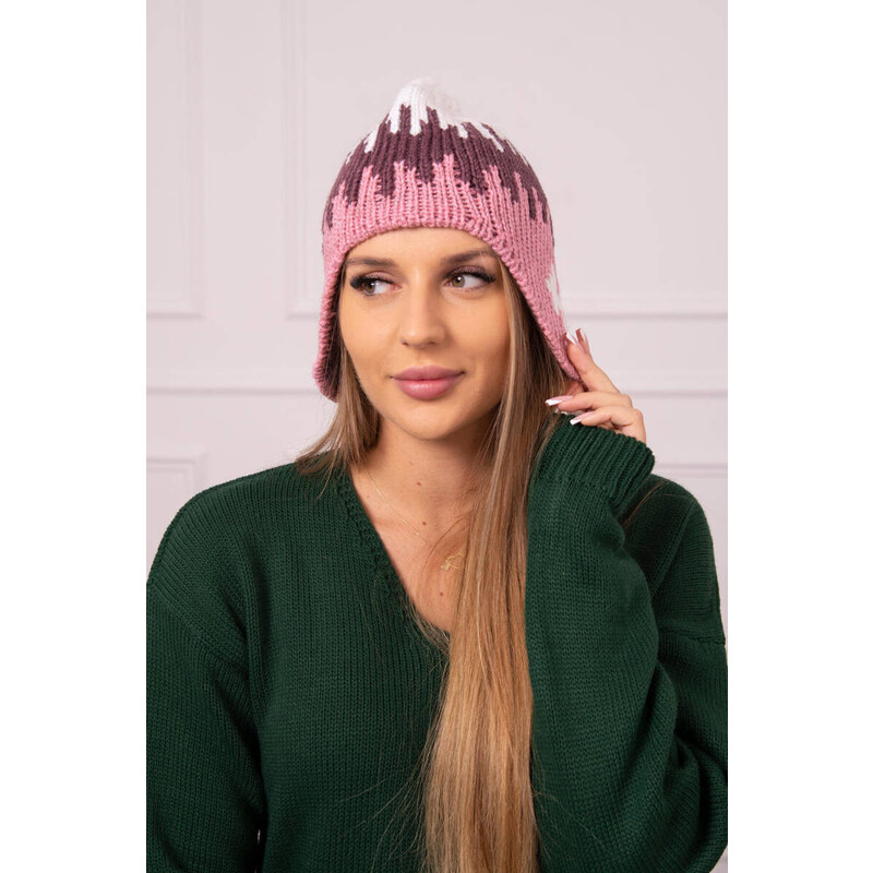 K-Fashion Dámska čiapka Nikol K405 white+bordeaux+pink 67779339