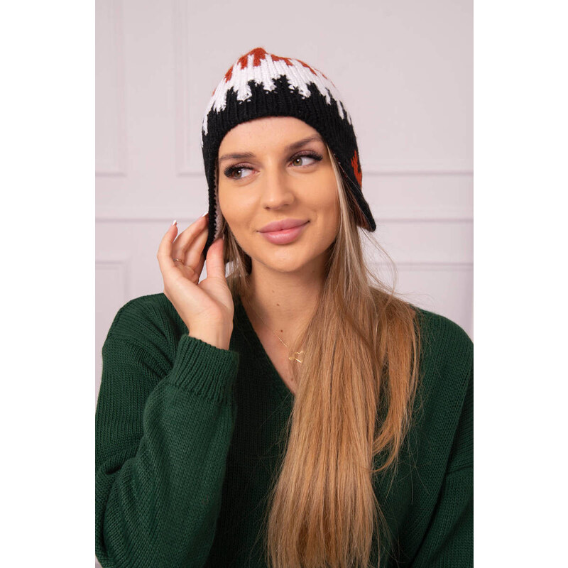 K-Fashion Dámska čiapka Nikol K405 červená+biela+čierna 44561852