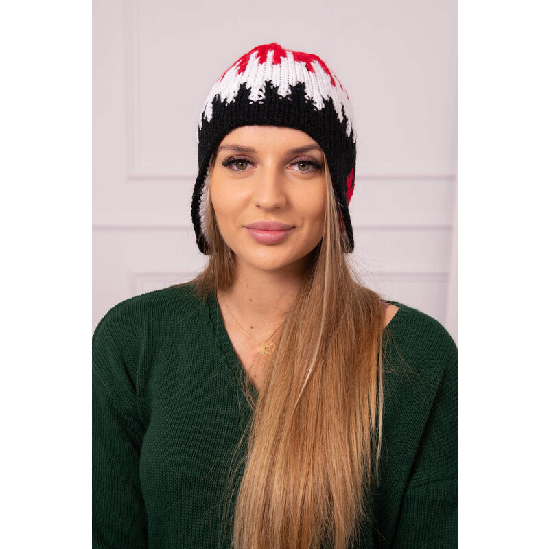 K-Fashion Dámska čiapka Nikol K405 červená+biela+čierna 67779291