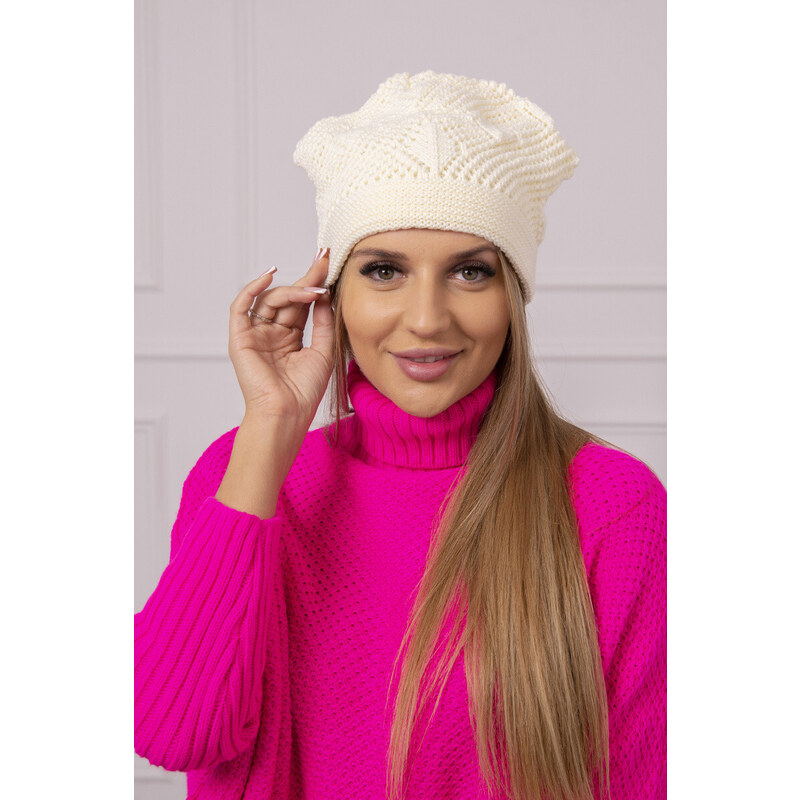 K-Fashion Dámska čiapka Uliana K408 dark ecru 44561811