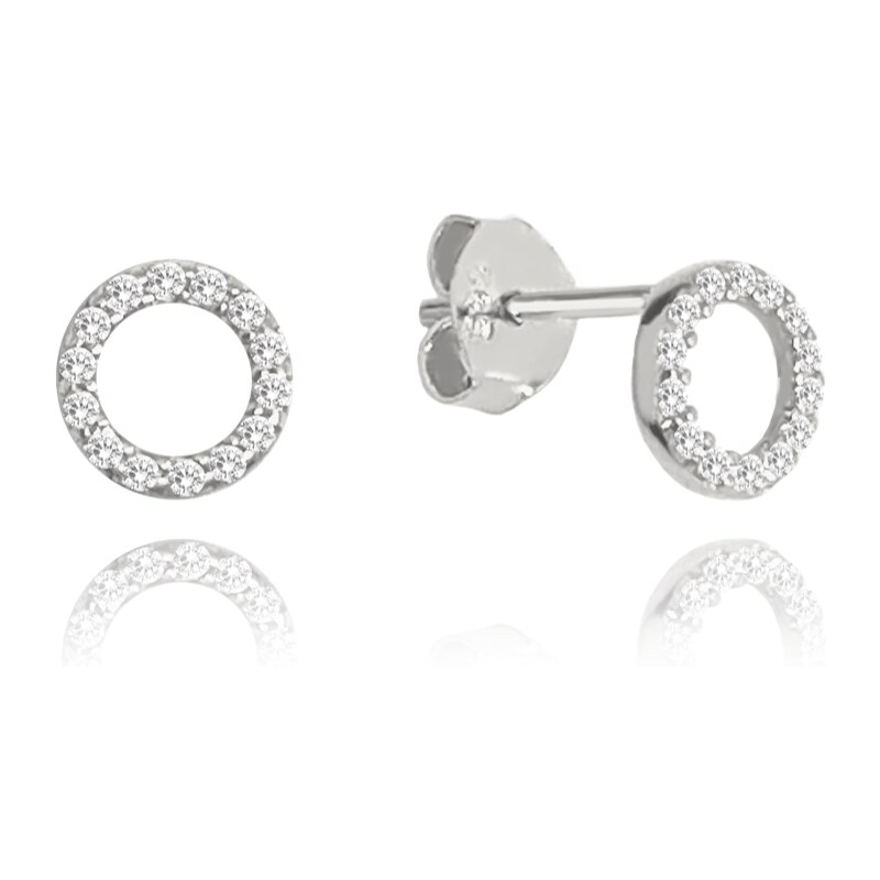 OLIVIE MINET Náušnice z bílého zlata kroužky s bílými zirkony Au 585 64928002