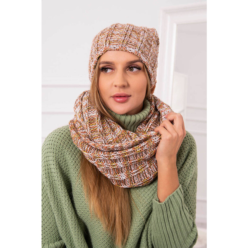 K-Fashion Dámsky fleecový set 4 Seasons K263 camel+white 49759804
