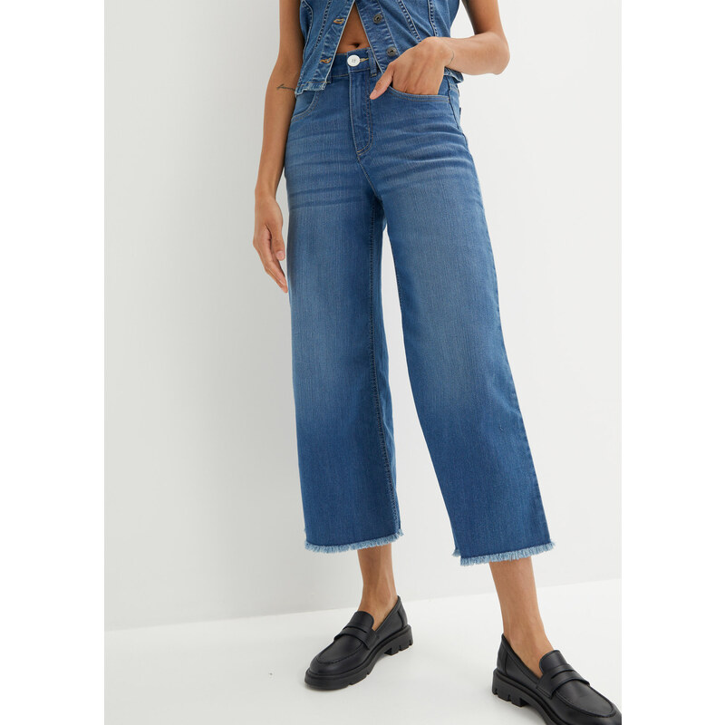 bonprix 7/8 džínsy Wide Fit, farba modrá 64163022
