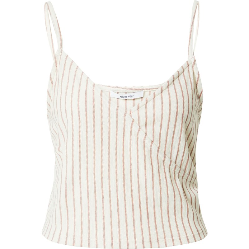 ABOUT YOU Top Kirsten hrdzavo červená / biela 54255017