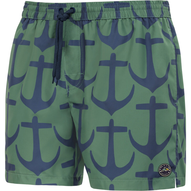 Pánske plavkové kraťasy Happy Self SM29-19 zelená/kotva-vzor - Self 49760396