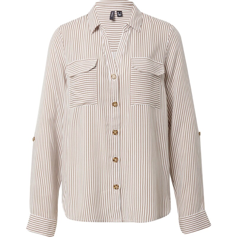 VERO MODA Blúzka Bumpy svetlohnedá / biela 46082894