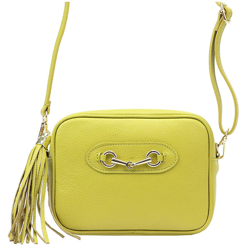 Luka Kožená limetková jednozipsová crossbody kabelka so zlatými 44595560