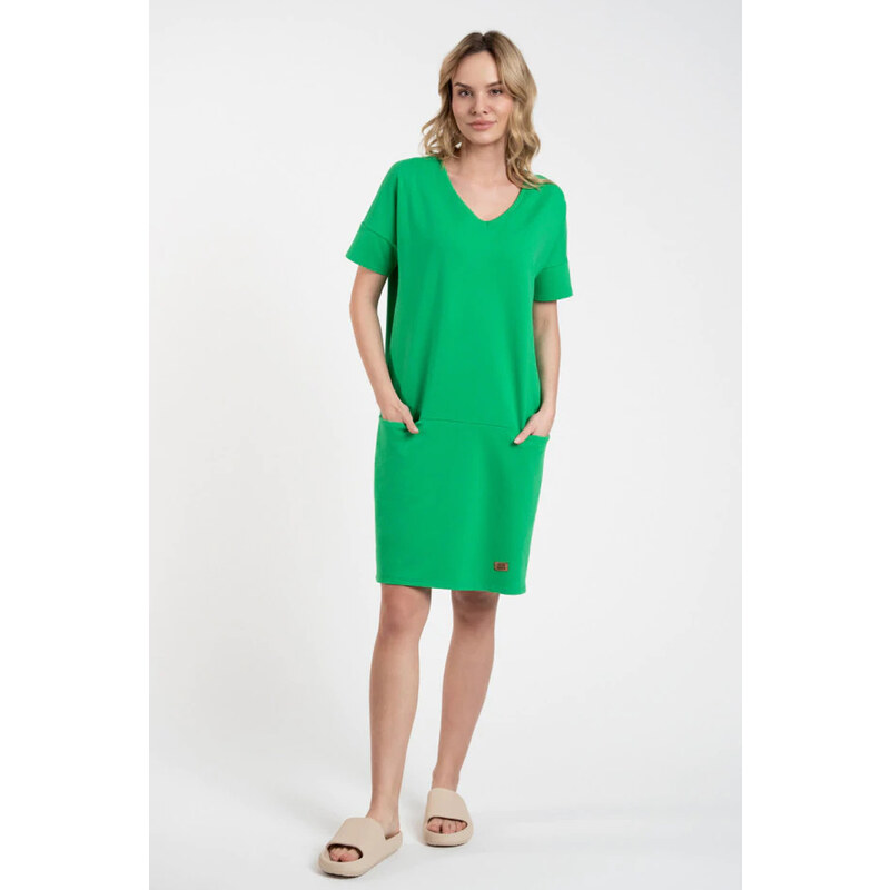 Italian Fashion Dámska tunika tepláková krátky rukáv Kalta zelená, Farba zelená