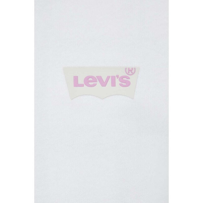 Bavlnená mikina Levi's pánska, biela farba, s potlačou