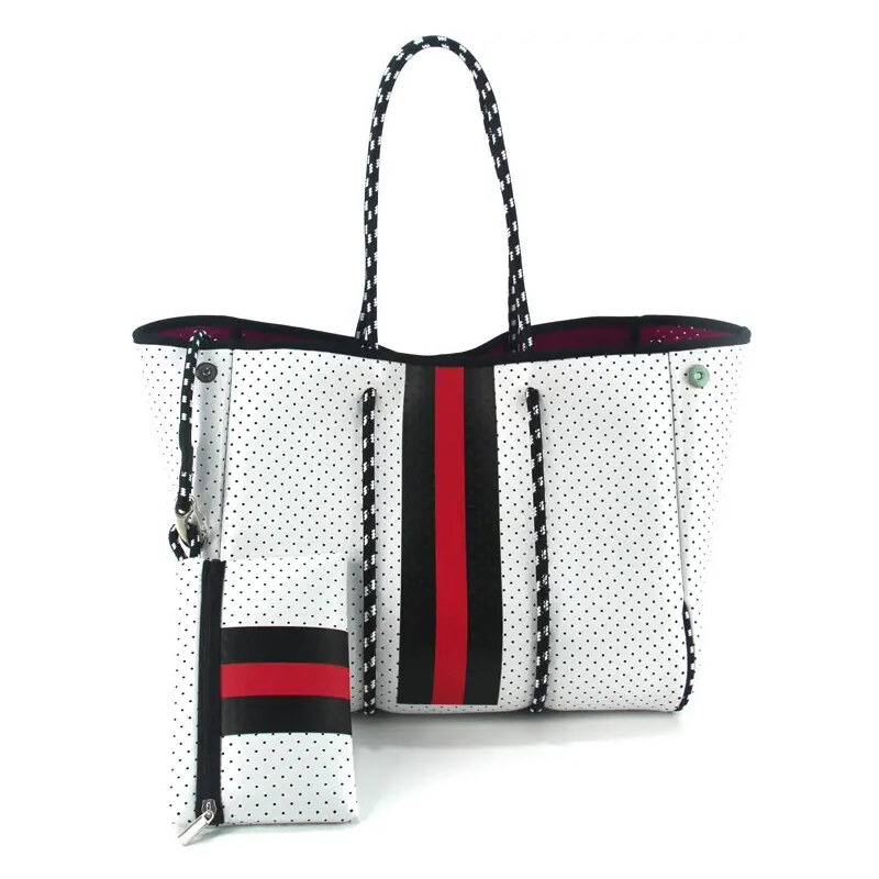 KONO Neoprenová dámska plážová taška vodeodolná bielo-červená JG016 44604242