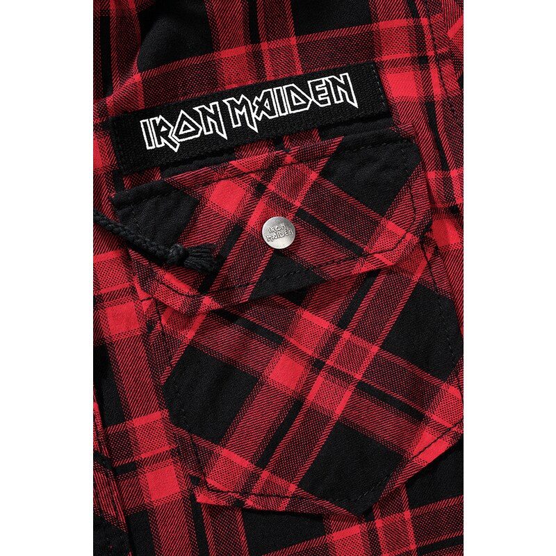 BRANDIT košeľa Iron Maiden Checkshirt Sweathood Eddy červeno-čierna