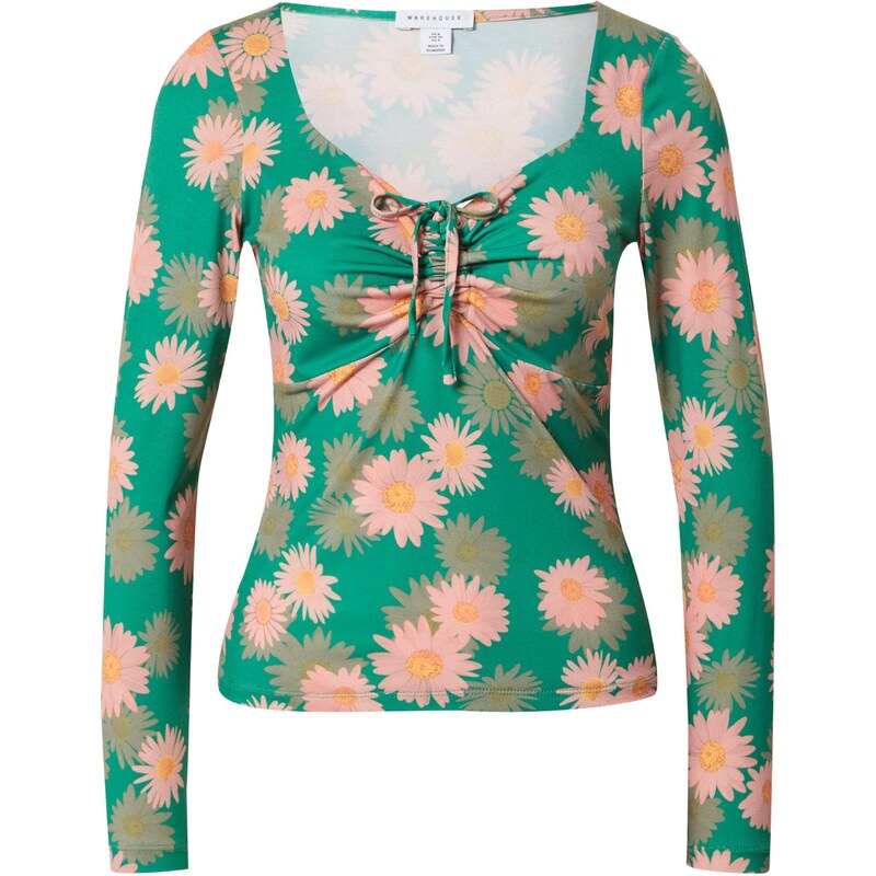 Warehouse Tričko zelená / broskyňová / tmavooranžová 66007381