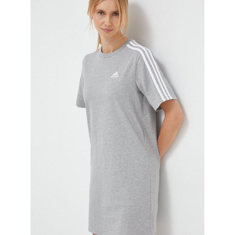 Bavlnené šaty adidas šedá farba, mini, oversize, HR4924