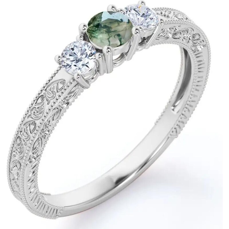 Olivie Strieborný prsteň MACHOVÝ ACHÁT 7624 44660445