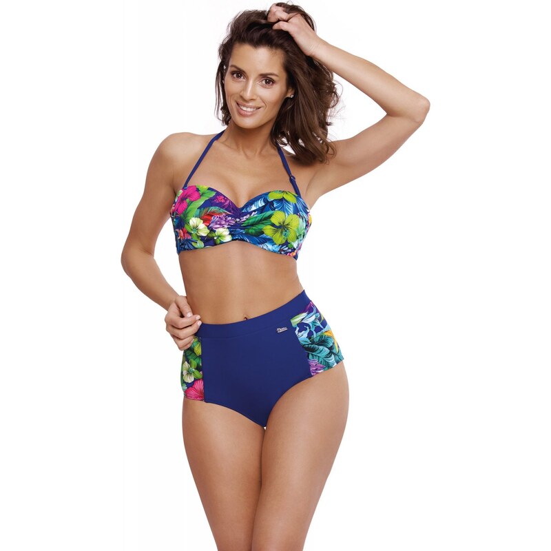 MARKO COLLECTION Modré bikiny s tropickým vzorom a vysokým zvrškom 44631910