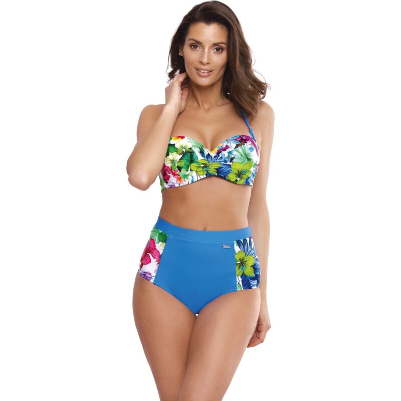 MARKO COLLECTION Svetlomodré bikiny s tropickým vzorom a vysokým 44631911