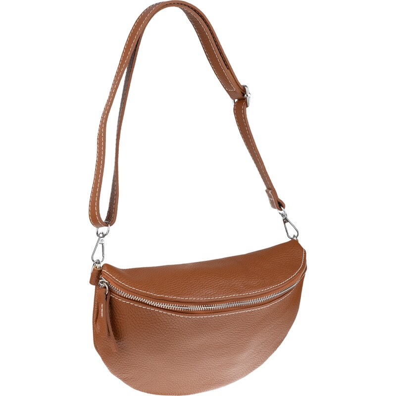 Camel kožená talianska crossbody kabelka Reni Grande Camel Scura 44639849