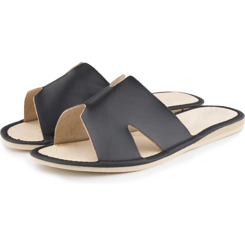 Vlnka Dámske letné kožené šľapky bez špice čierna veľkosti obuvi - 44638814