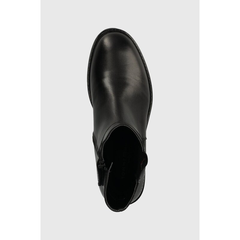 Detské kožené topánky Tommy Hilfiger CHELSEA čierna farba