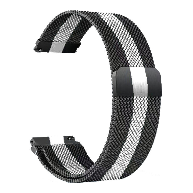 Madvell Kovový Milanese remienok čierna s bielym pruhom 22mm 44954857