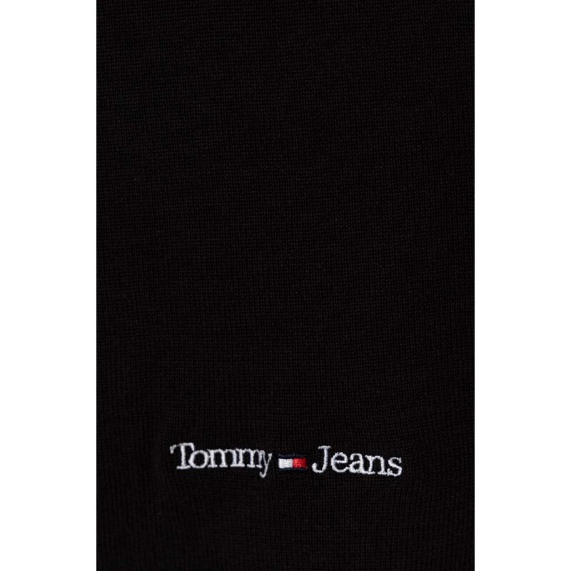 Šál Tommy Jeans pánsky, čierna farba, s potlačou