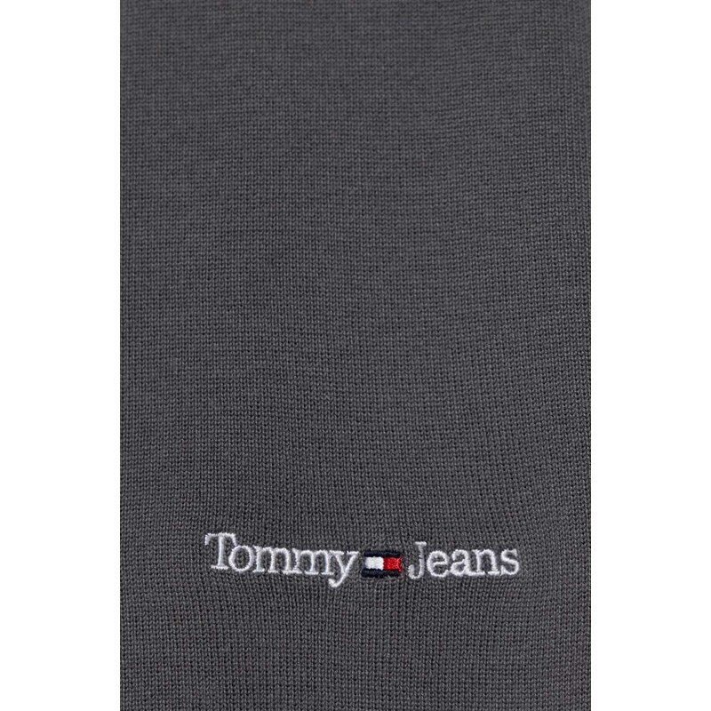 Šál Tommy Jeans pánsky, šedá farba, s potlačou