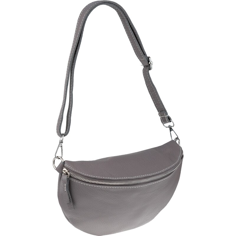 Sivá kožená talianska crossbody kabelka Reni Grande Grigia Scura 44639851