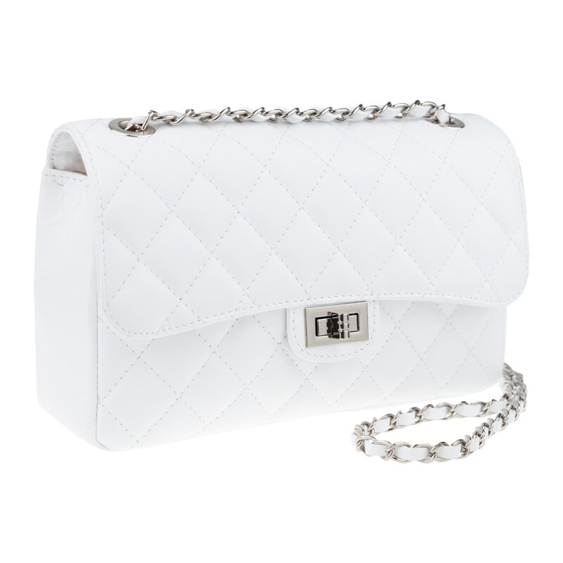 Biela kožená talianska crossbody kabelka Eliana Argento Bianca 44639854