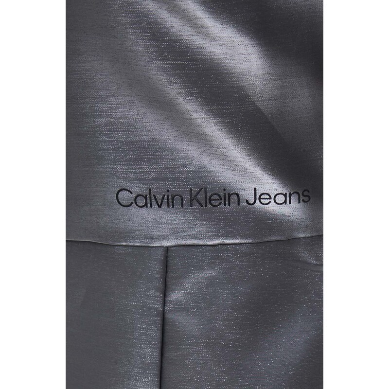 Šaty Calvin Klein Jeans šedá farba, mini, áčkový strih