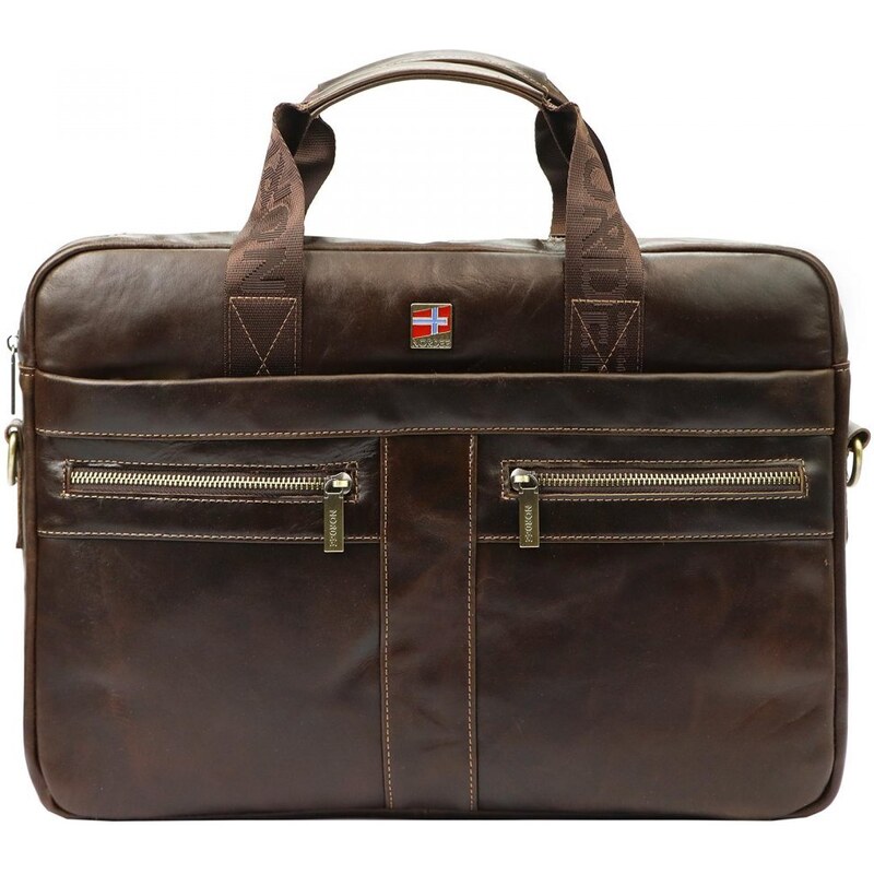 Gregorio Giorgio Pánska kožená taška cez rameno Norbert hnedá 44656089