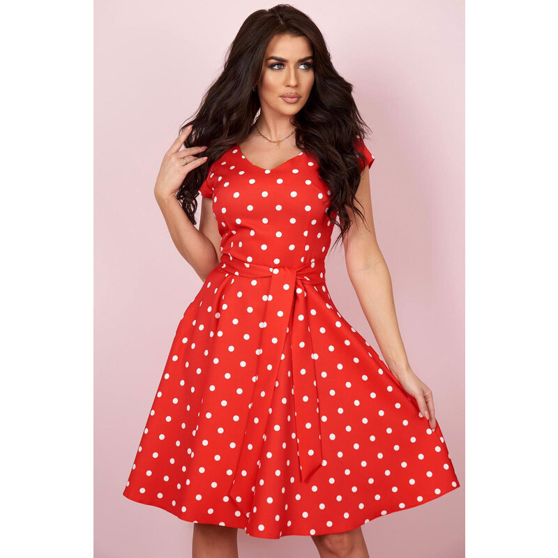 Glara Spoločenské bodkované šaty 44657374