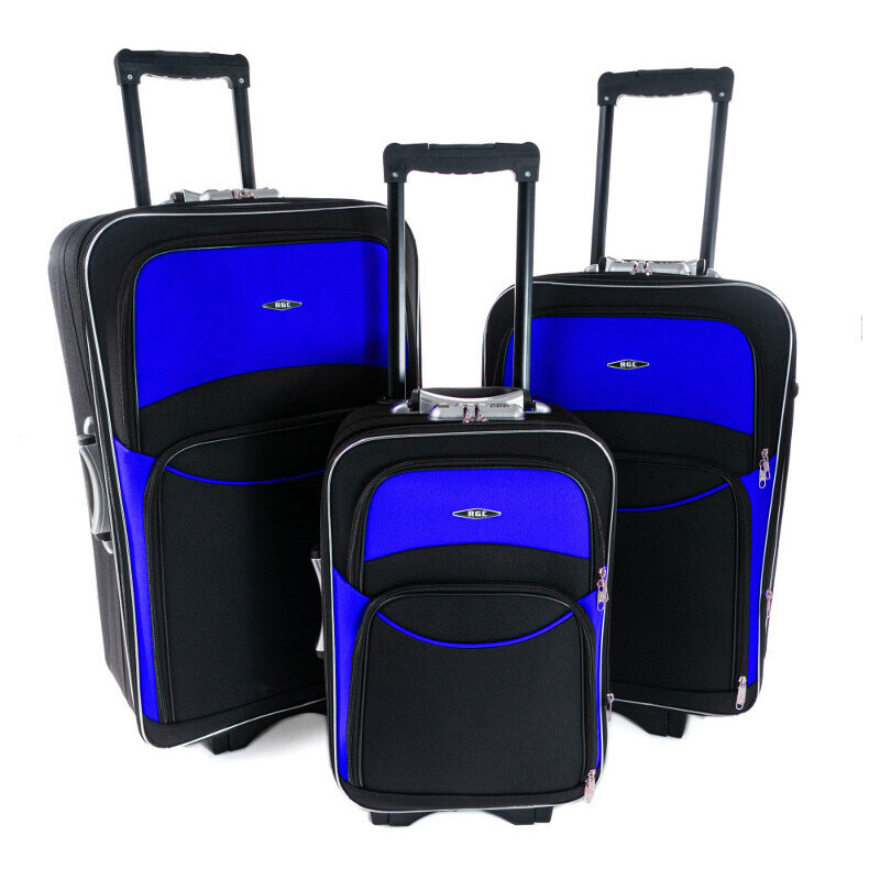 Rogal Set 3 modro-čiernych cestovných kufrov Standard - veľ. M, L, XL 16858361