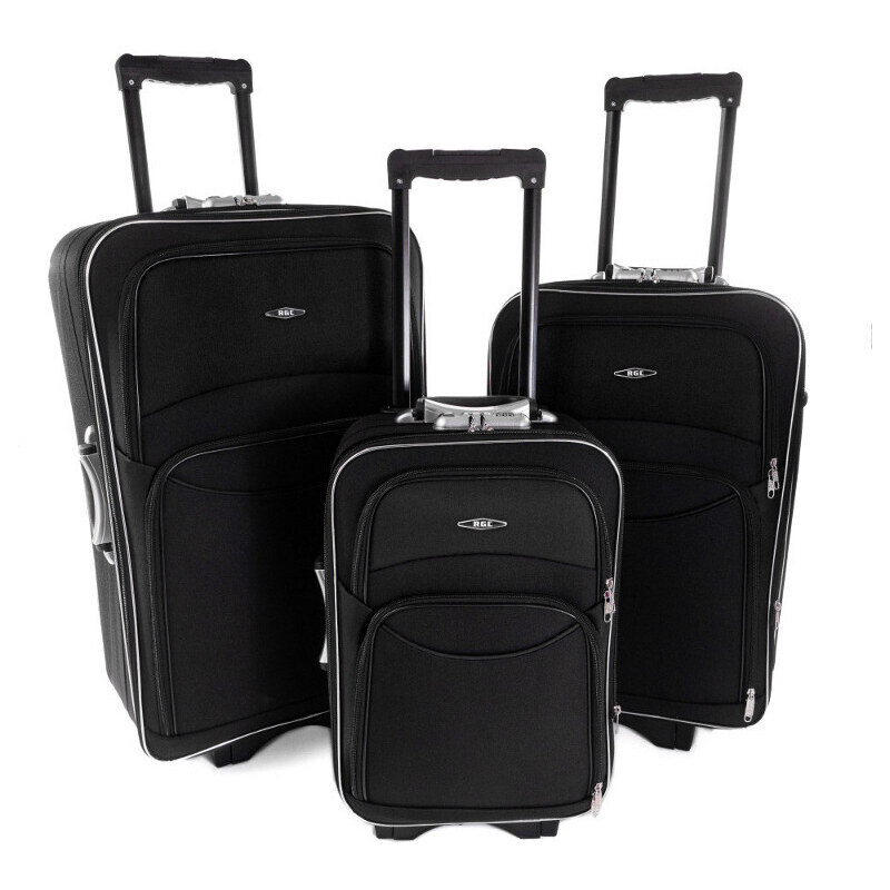 Rogal Set 3 čiernych cestovných kufrov Standard - veľ. M, L, XL 16036124