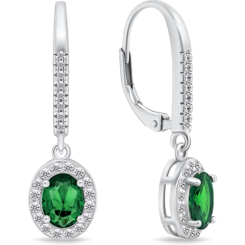 Brilio Silver Strieborné visiace náušnice so zelenými zirkónmi EA752WG 66594737