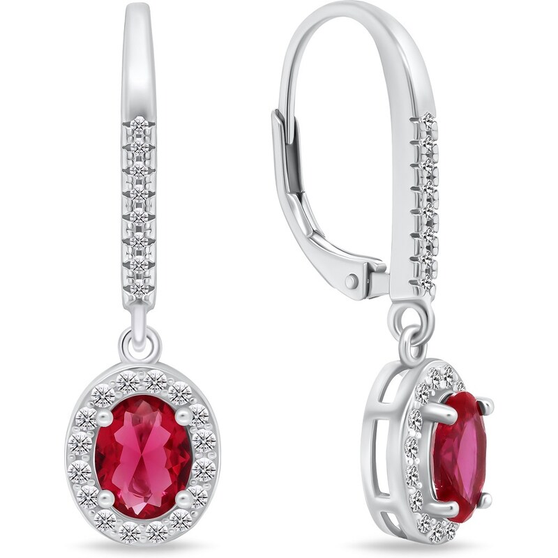 Brilio Silver Strieborné visiace náušnice s fuchsiovými zirkónmi 66590714