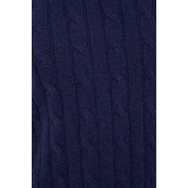 Kašmírový sveter Polo Ralph Lauren pánsky, tmavomodrá farba