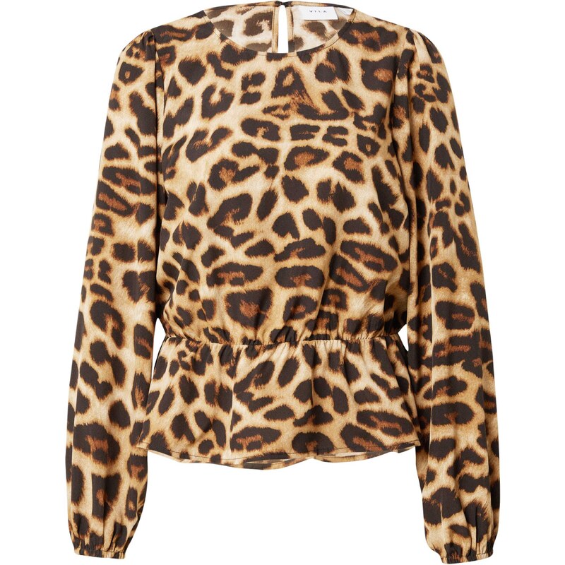 VILA Blúzka CHARLOTTI hnedá / svetlohnedá / čierna 48497696