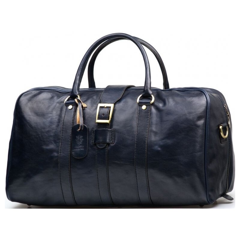 Blaire Kožená cestovná taška Modena modrá 64987483
