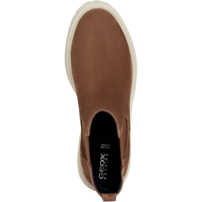 Semišové topánky chelsea Geox D IRIDEA B dámske, hnedá farba, na plochom podpätku, D04HRB 00023 C6000