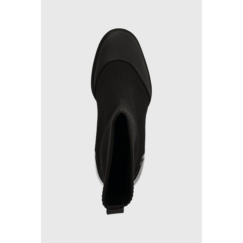 Členkové topánky Calvin Klein Jeans PLATFORM KNIT SOCK KNIT WN dámske, čierna farba, na podpätku, YW0YW01196