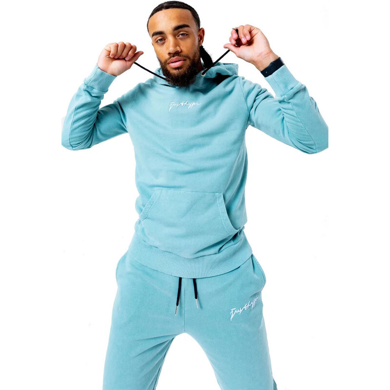 BASIC Modrá pánska mikina Justhype Acid Wash Hoody TWLR-137 31057073