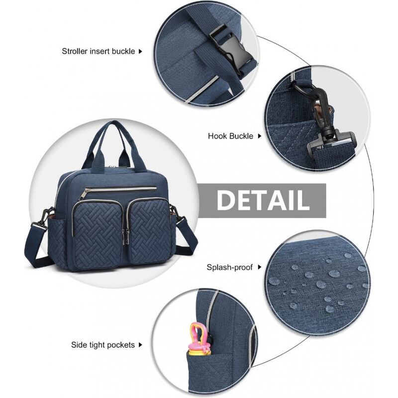 Modrá praktická prebaľovacia taška s vreckami Stamatis