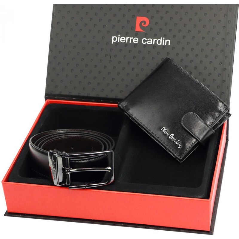 Pierre Cardin Darčeková pánska luxusná sada kožený opasok a peňaženka