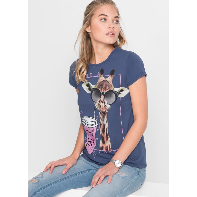 bonprix Tričko z čistej bavlny, farba modrá 44789449