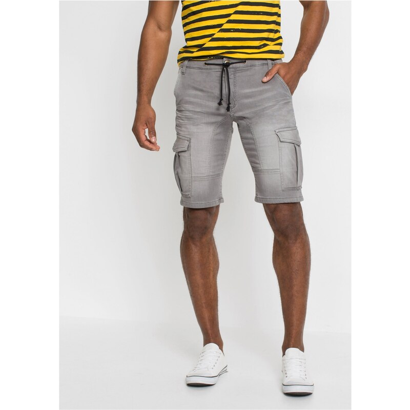 bonprix Teplákové džínsové bermudy Regular Fit, farba šedá 44732216