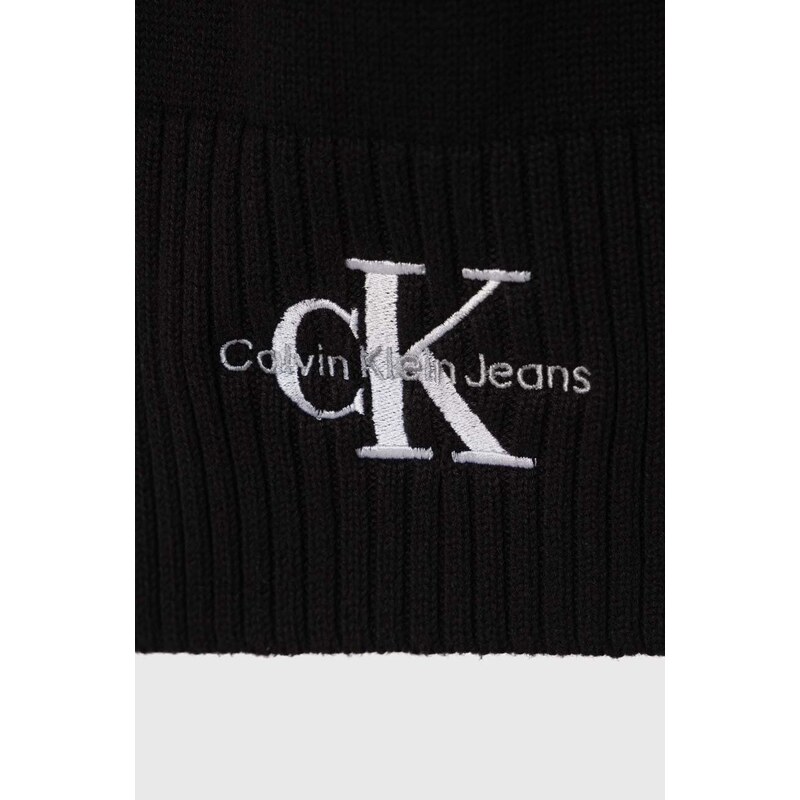 Bavlnený šál Calvin Klein Jeans čierna farba, jednofarebný