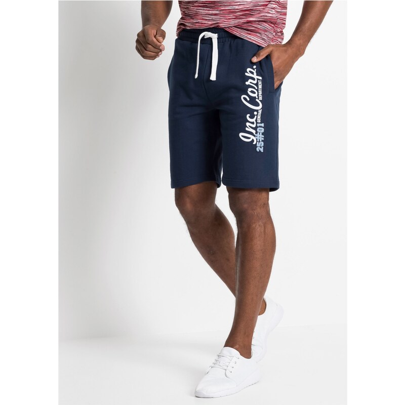 bonprix Teplákové bermudy z čistej bavlny, farba modrá 44732806